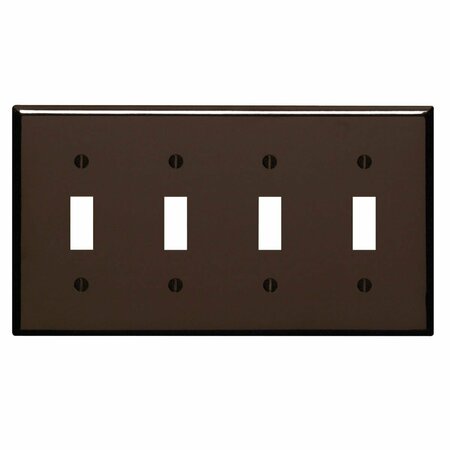 LEVITON 4-Gang Plastic Toggle Switch Wall Plate, Brown 001-85012-000